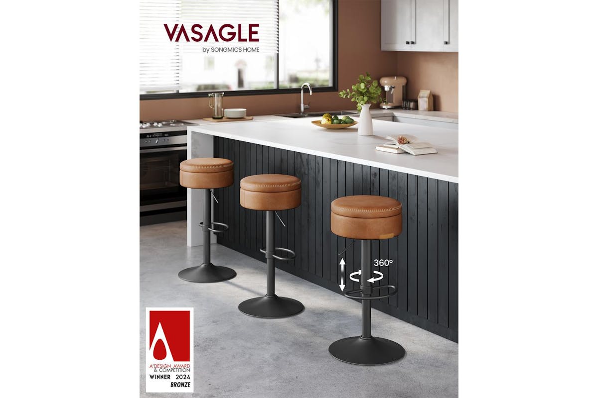Vasagle Bar Stool | Pu Leather | Adjustable Height-2