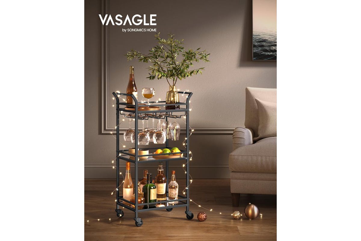Bar Cart | Bar Table | Steel And Glass | 92 Cm-2