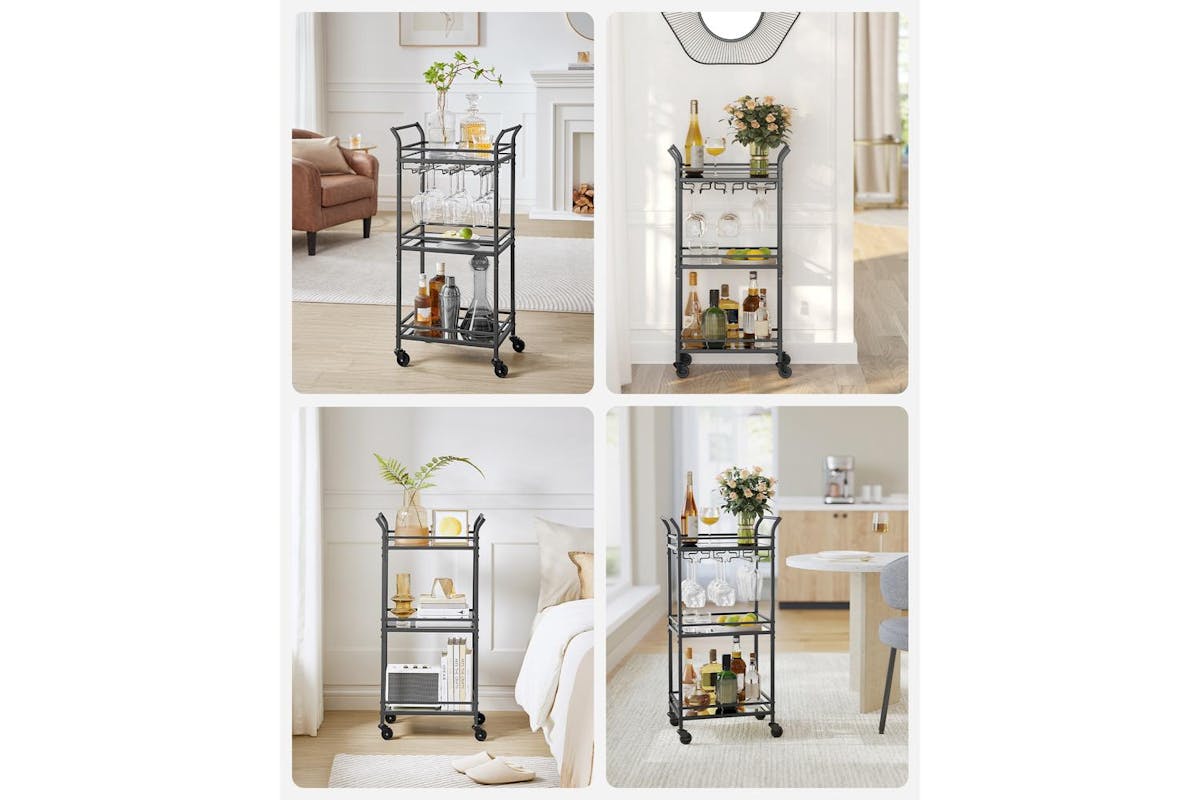 Bar Cart | Bar Table | Steel And Glass | 92 Cm-3
