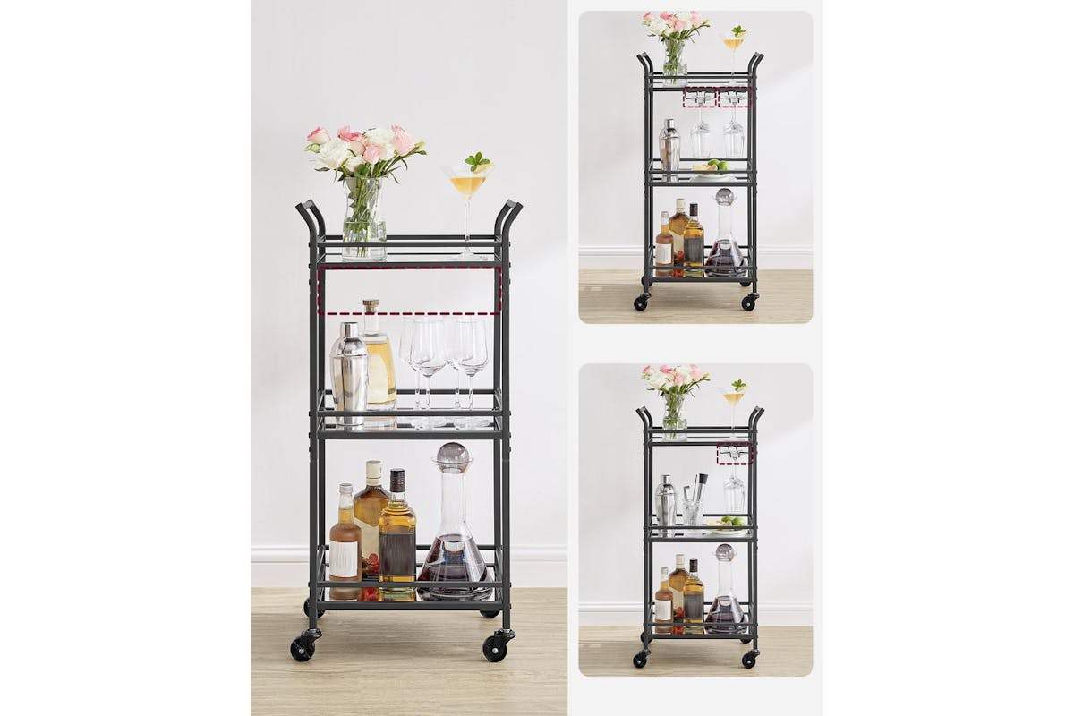 Bar Cart | Bar Table | Steel And Glass | 92 Cm-5