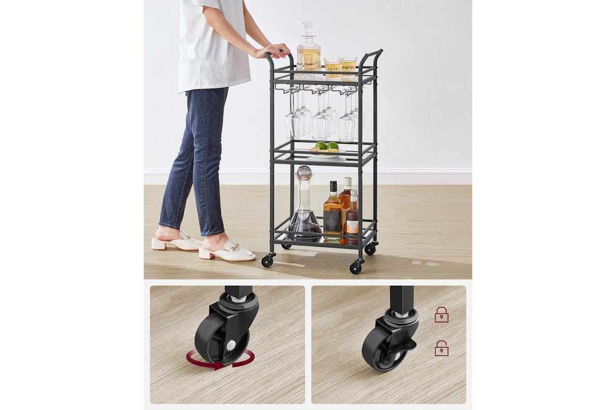 Bar Cart | Bar Table | Steel And Glass | 92 Cm-7