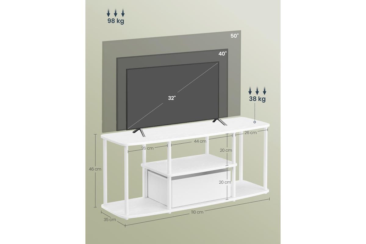 Songmics Home Tv Stand | Tv Unit | Particleboard And Steel | 110 X 35 X 46 Cm-6