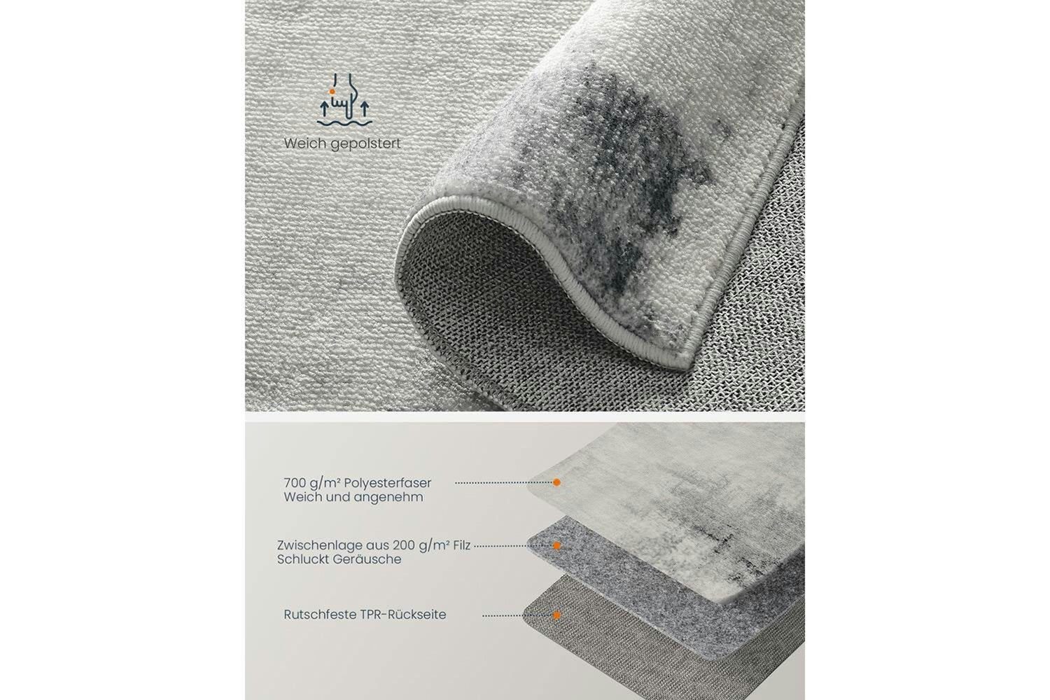 Songmics | Modern Abstract Rug | Dove Gray | 90 x 150 cm-3