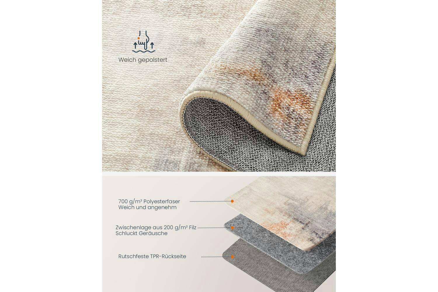 Songmics | Modern Abstract Rug | Multicolour | 90 x 150 cm-3