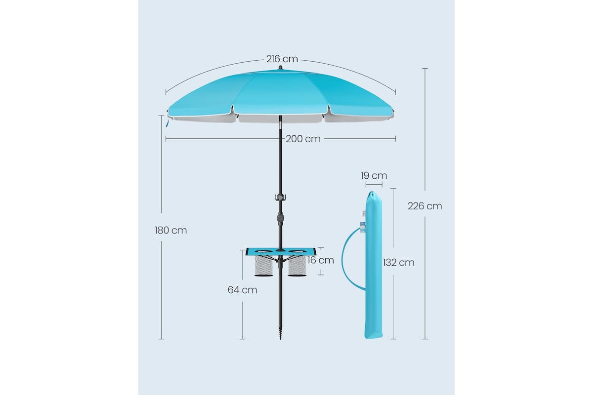 Beach Umbrella | Outdoor Parasol | Polyester | Adjustable Height-5
