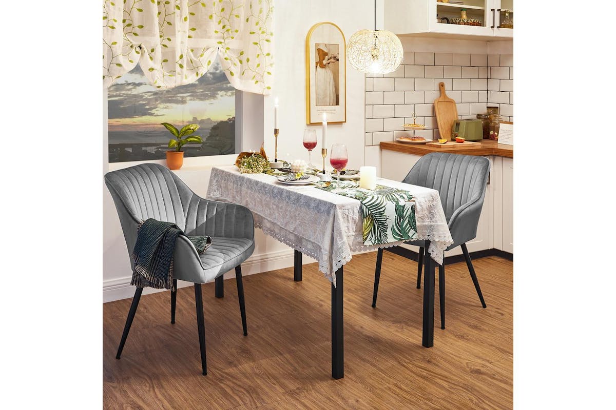 Dining Chair | Dining Chair | Velvet | Light Grey-4