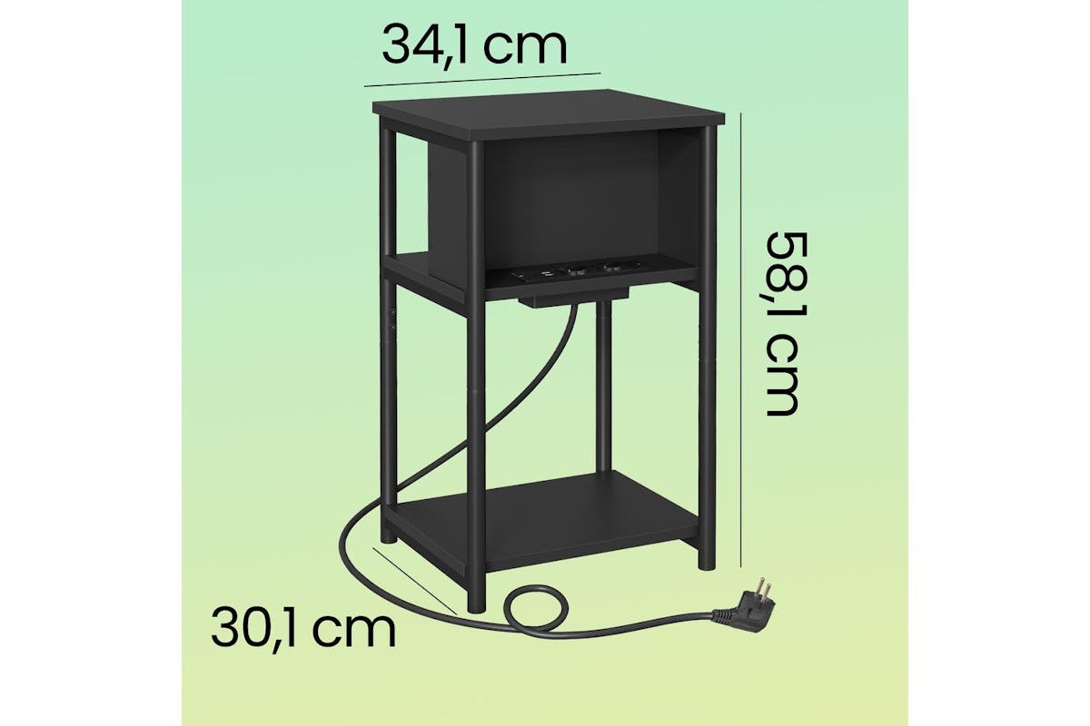Vasagle End Table | Side Table With Power Strip | Steel And Chipboard | 30 X 34 X 58 Cm-3