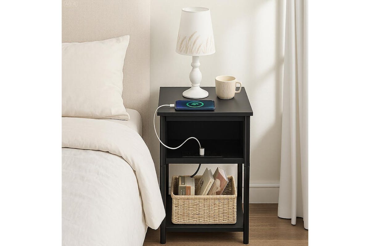 Vasagle End Table | Side Table With Power Strip | Steel And Chipboard | 30 X 34 X 58 Cm-4