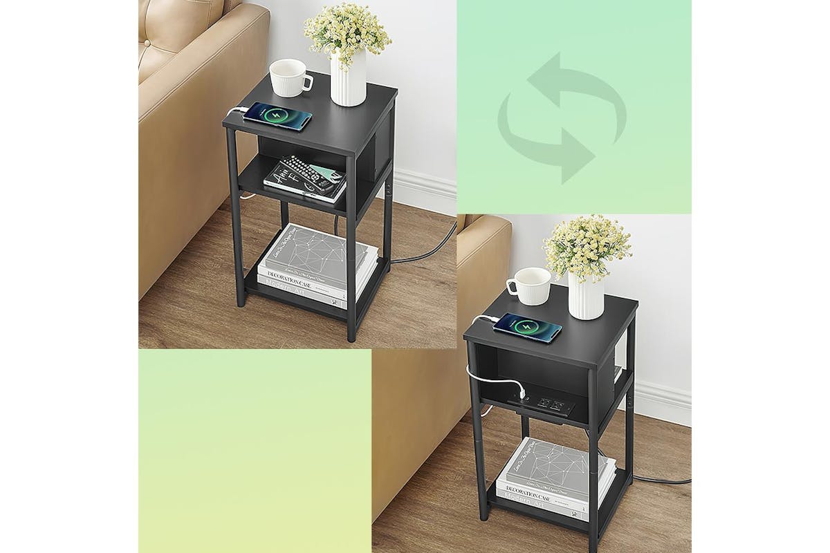 Vasagle End Table | Side Table With Power Strip | Steel And Chipboard | 30 X 34 X 58 Cm-6