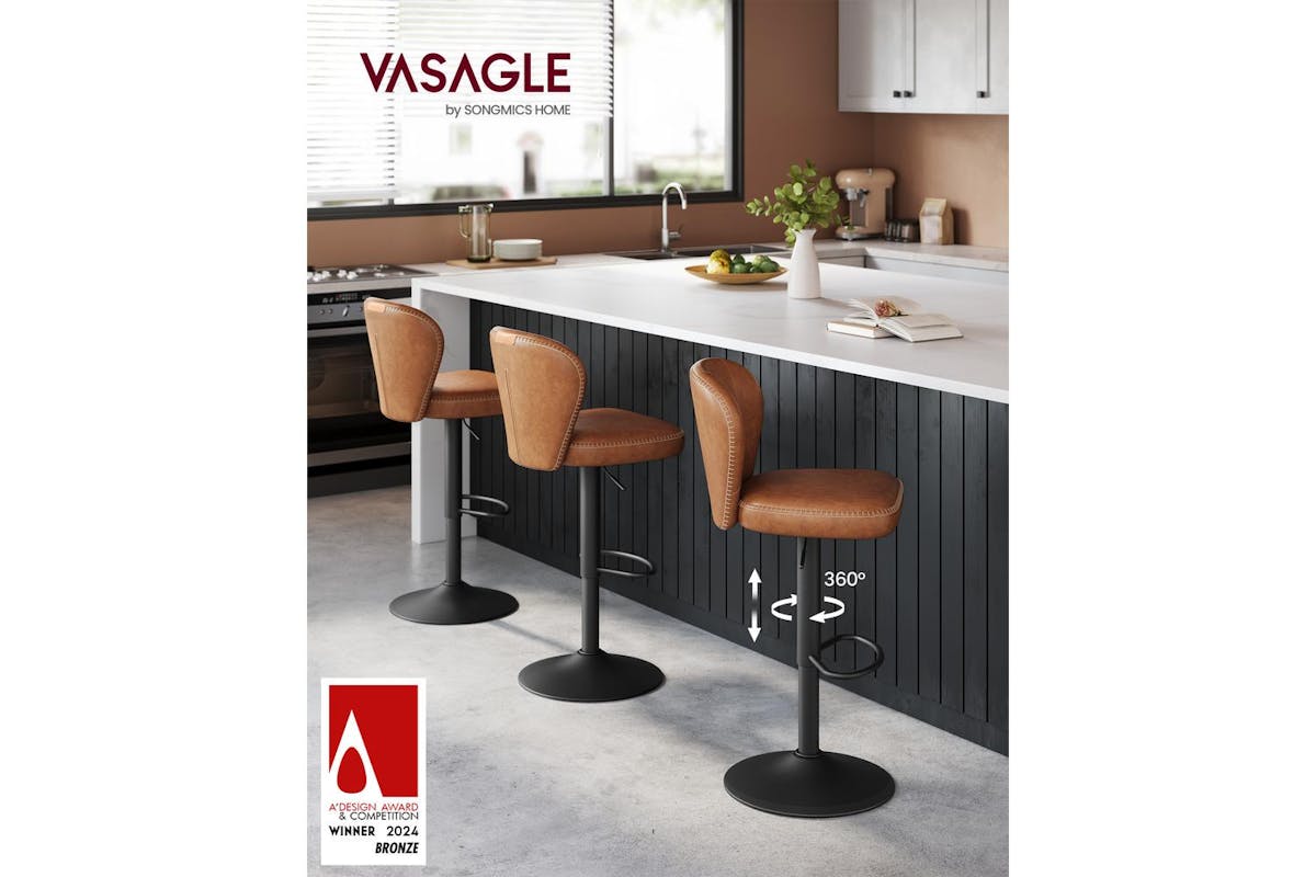 Vasagle Bar Stools | Pu Leather | Adjustable Height-2