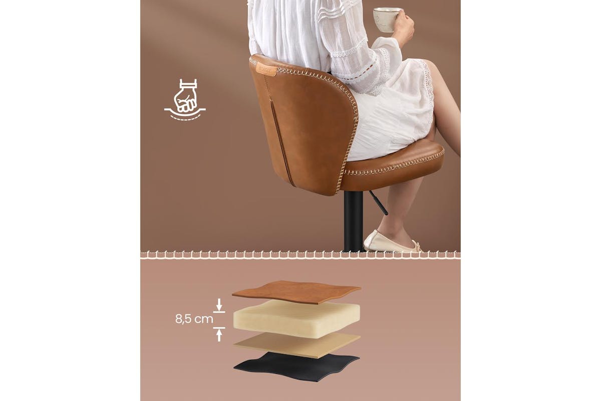Vasagle Bar Stools | Pu Leather | Adjustable Height-3