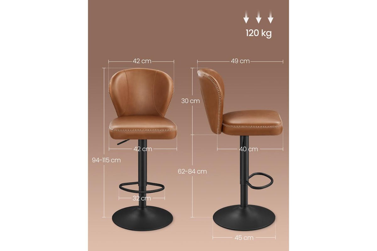 Vasagle Bar Stools | Pu Leather | Adjustable Height-5