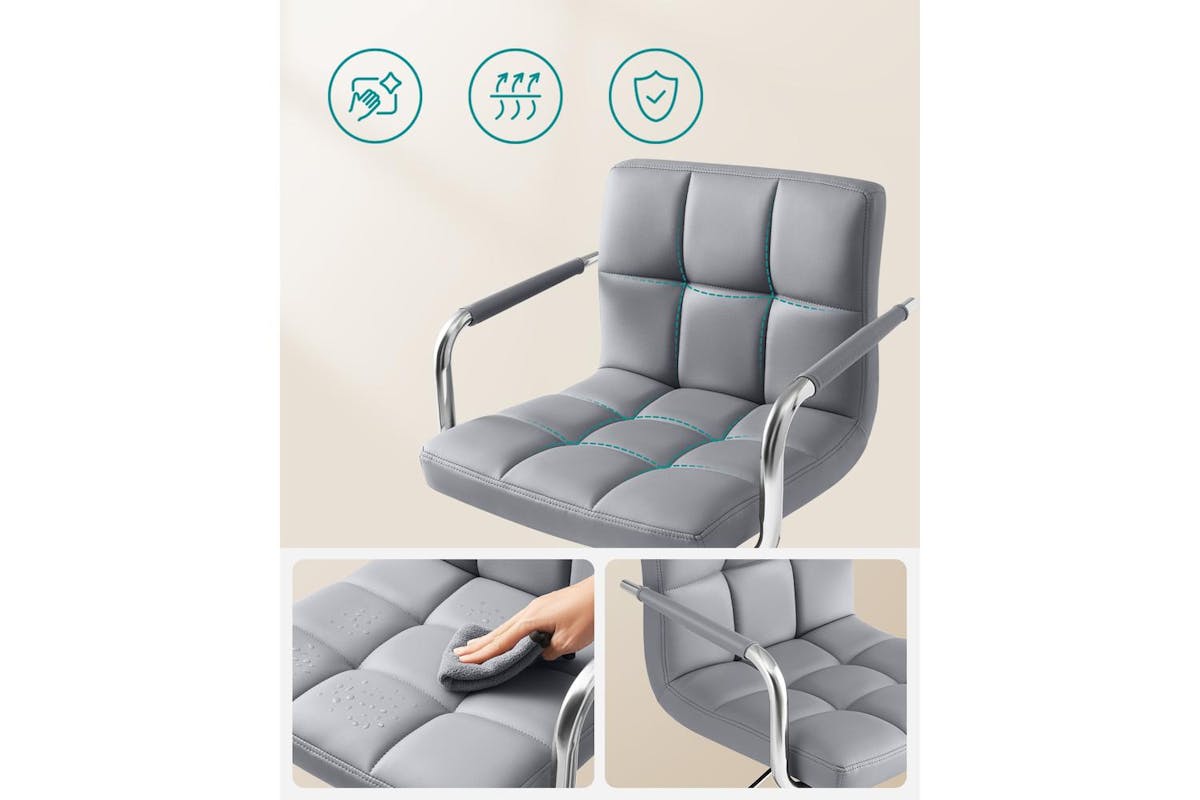 Songmics Bar Chair | Faux Leather | Adjustable Height | Grey-3