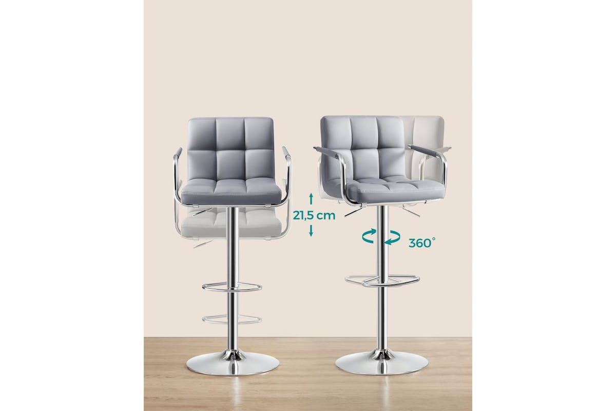 Songmics Bar Chair | Faux Leather | Adjustable Height | Grey-5