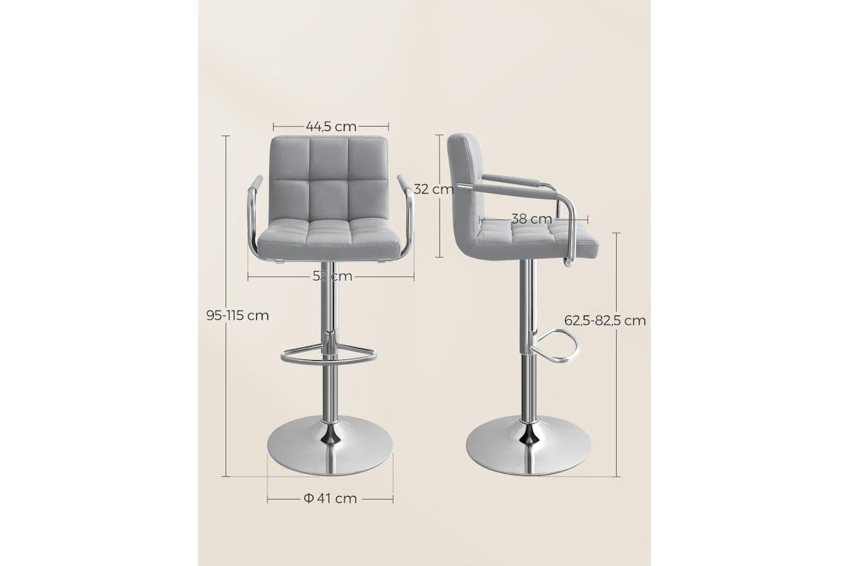 Songmics Bar Chair | Faux Leather | Adjustable Height | Grey-6