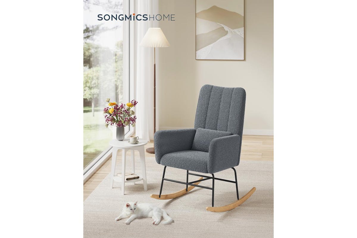 Rocking Chair | Rocking Chair | Fleece | Slate Gray | 89.5 X 67.5 X 106 Cm-2