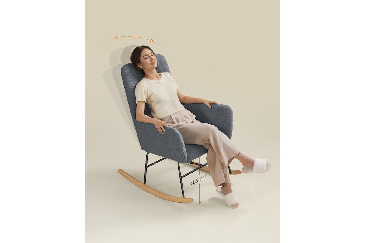 Rocking Chair | Rocking Chair | Fleece | Slate Gray | 89.5 X 67.5 X 106 Cm-3