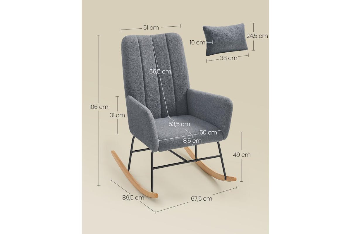 Rocking Chair | Rocking Chair | Fleece | Slate Gray | 89.5 X 67.5 X 106 Cm-6