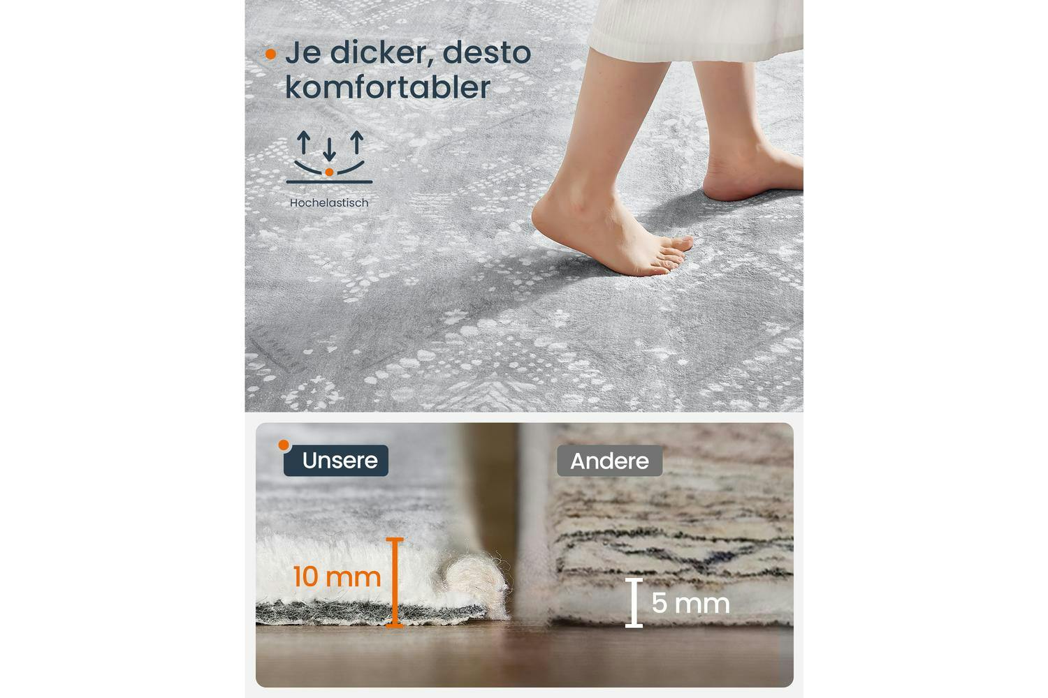 Songmics | Boho Rug | Dove Grey | 160 x 230 cm-4