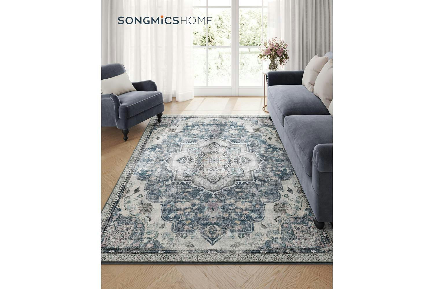 Songmics | Vintage Area Rug | Quiet Gray | 140 x 200 cm-2