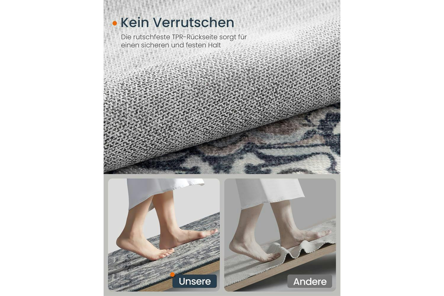 Songmics | Vintage Area Rug | Quiet Gray | 140 x 200 cm-4