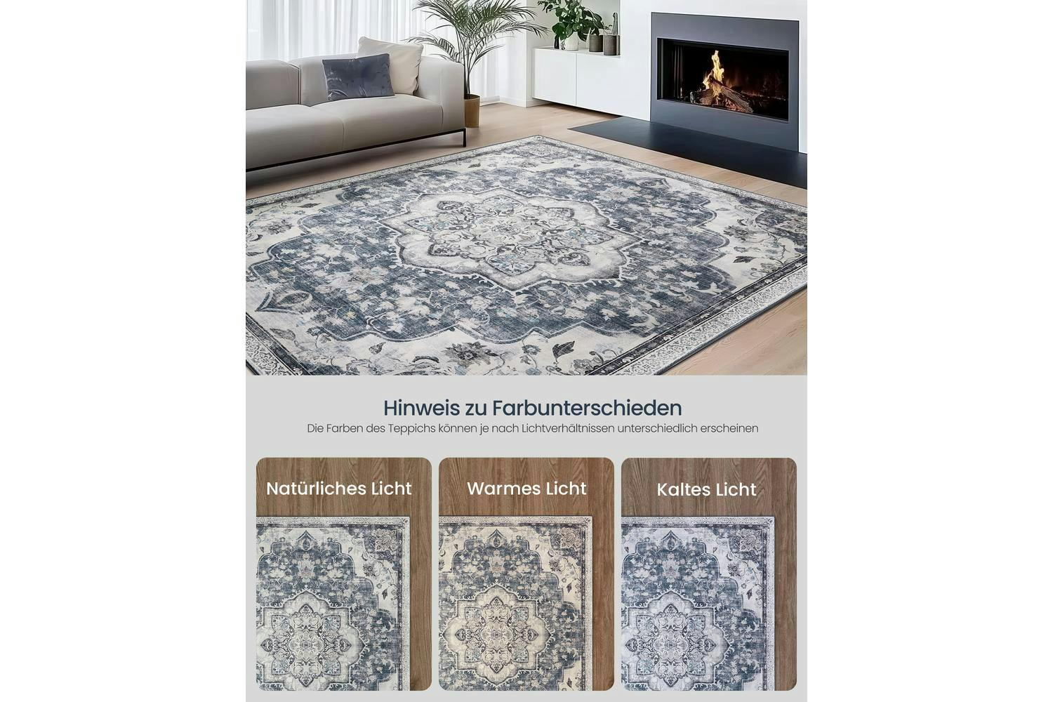 Songmics | Vintage Area Rug | Quiet Gray | 140 x 200 cm-7