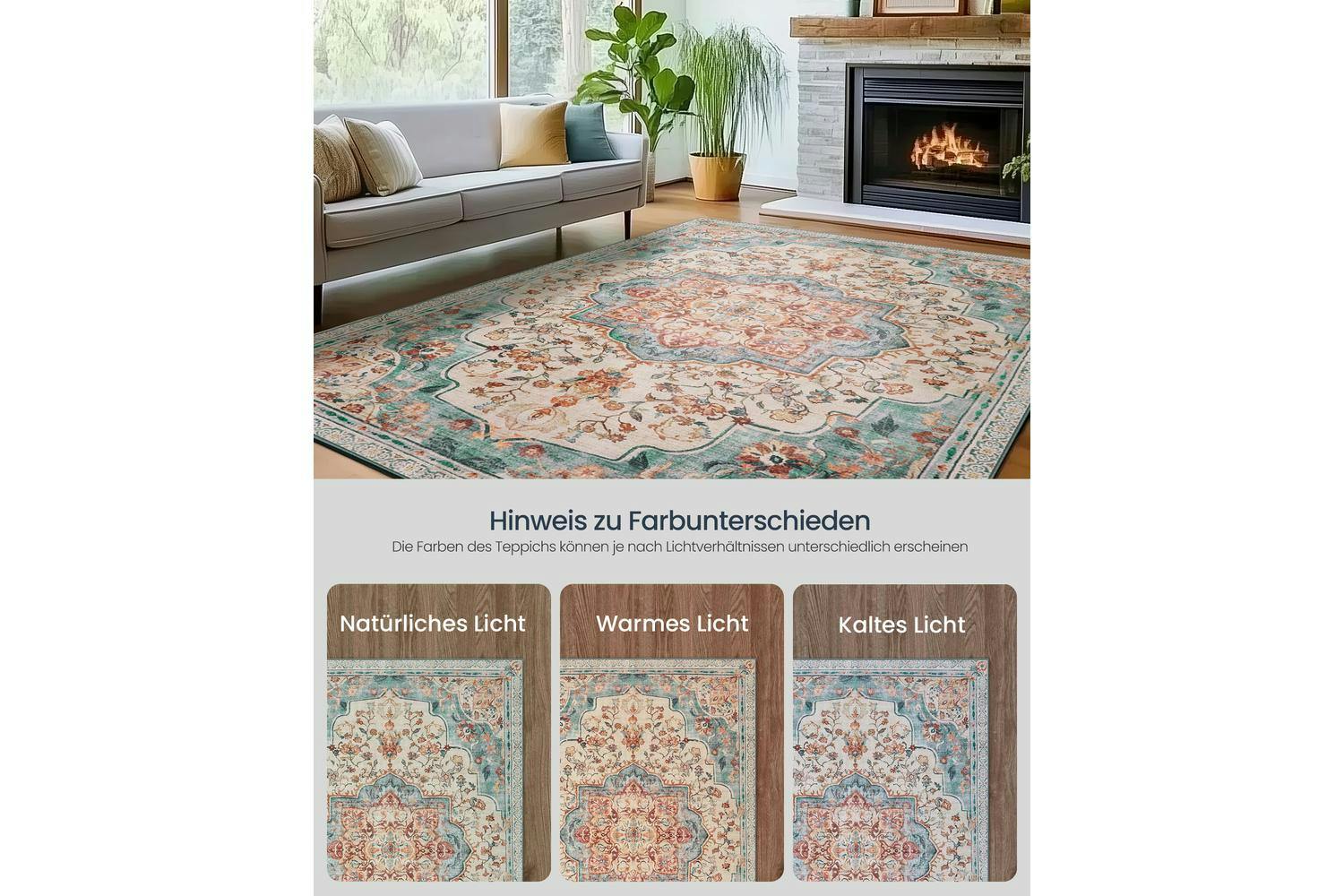 Songmics | Vintage Area Rug | Bremen Blue | 140 x 200 cm-7