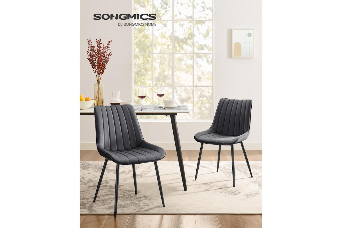 Songmics Dining Chair | Steel Frame | Grey And Ink Black | 2 Pack-2