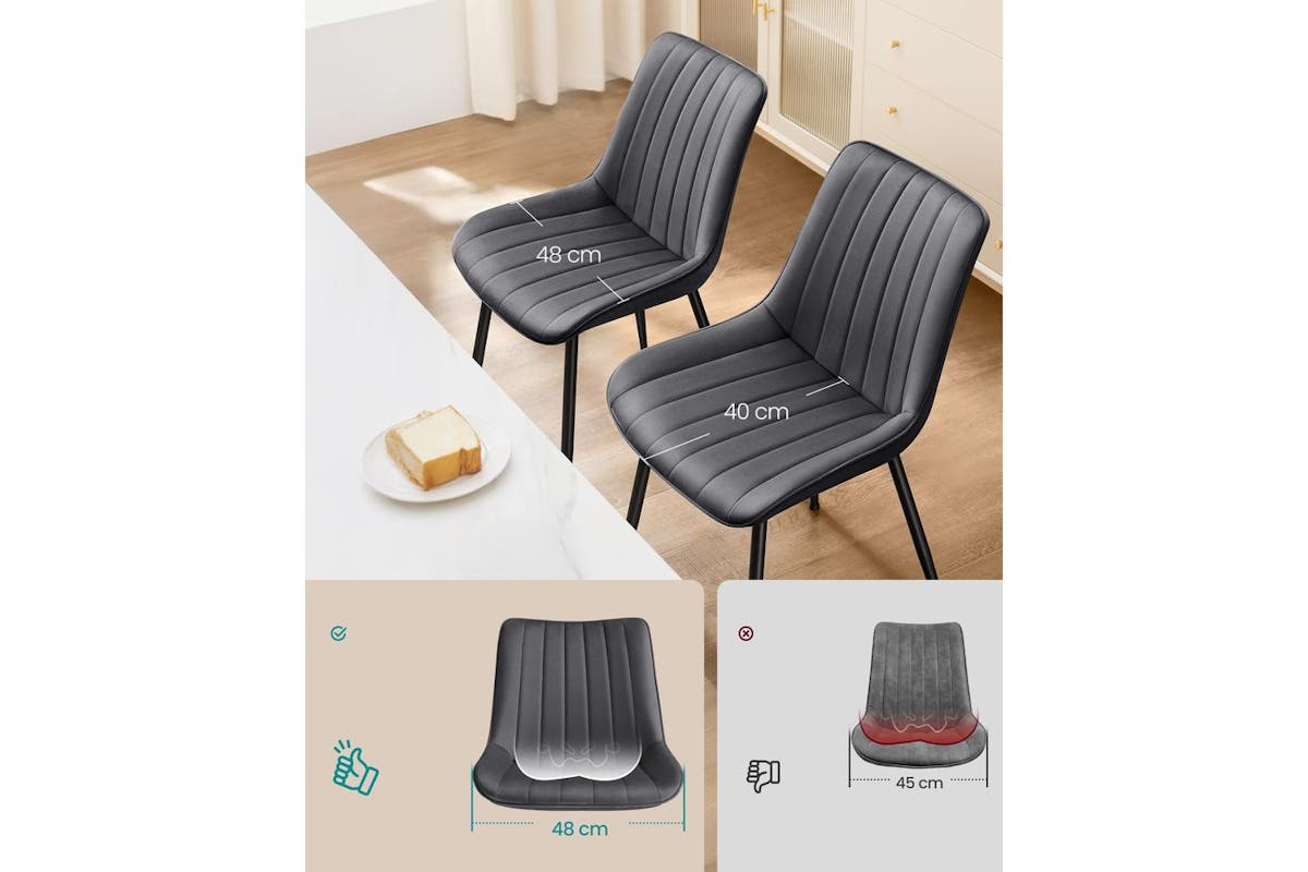 Songmics Dining Chair | Steel Frame | Grey And Ink Black | 2 Pack-3