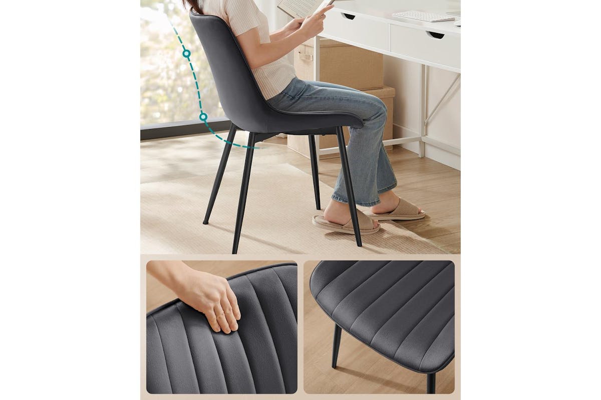 Songmics Dining Chair | Steel Frame | Grey And Ink Black | 2 Pack-4