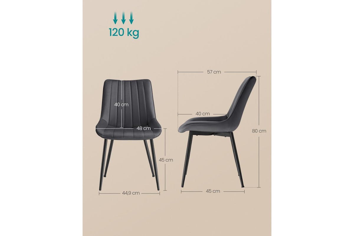 Songmics Dining Chair | Steel Frame | Grey And Ink Black | 2 Pack-5