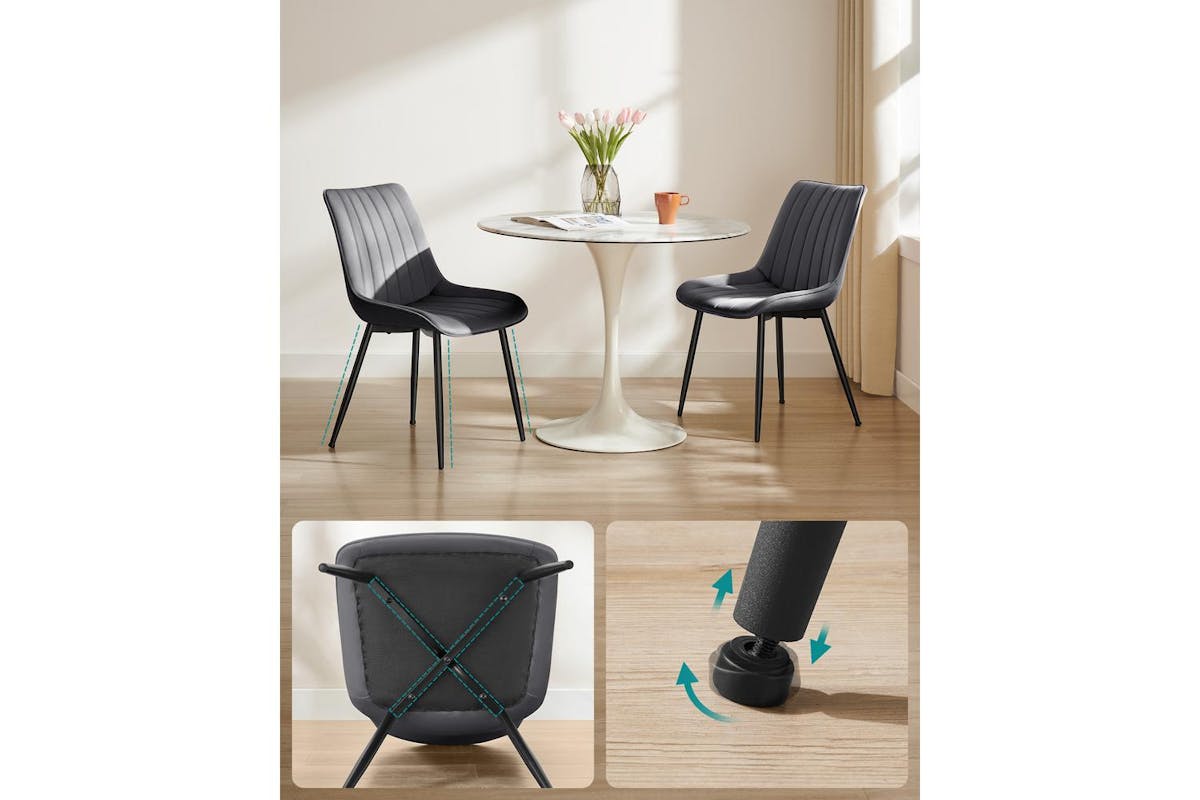Songmics Dining Chair | Steel Frame | Grey And Ink Black | 2 Pack-6