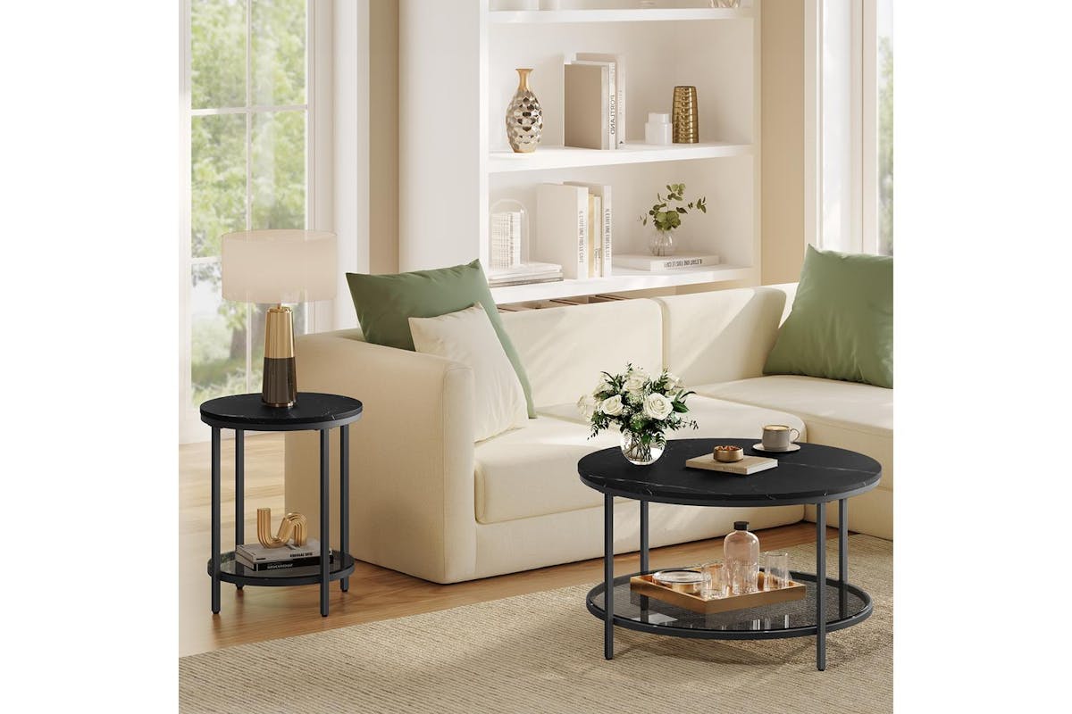 Side Table | Side Table | Marble Black-ink Black | 45 X 55 Cm-3