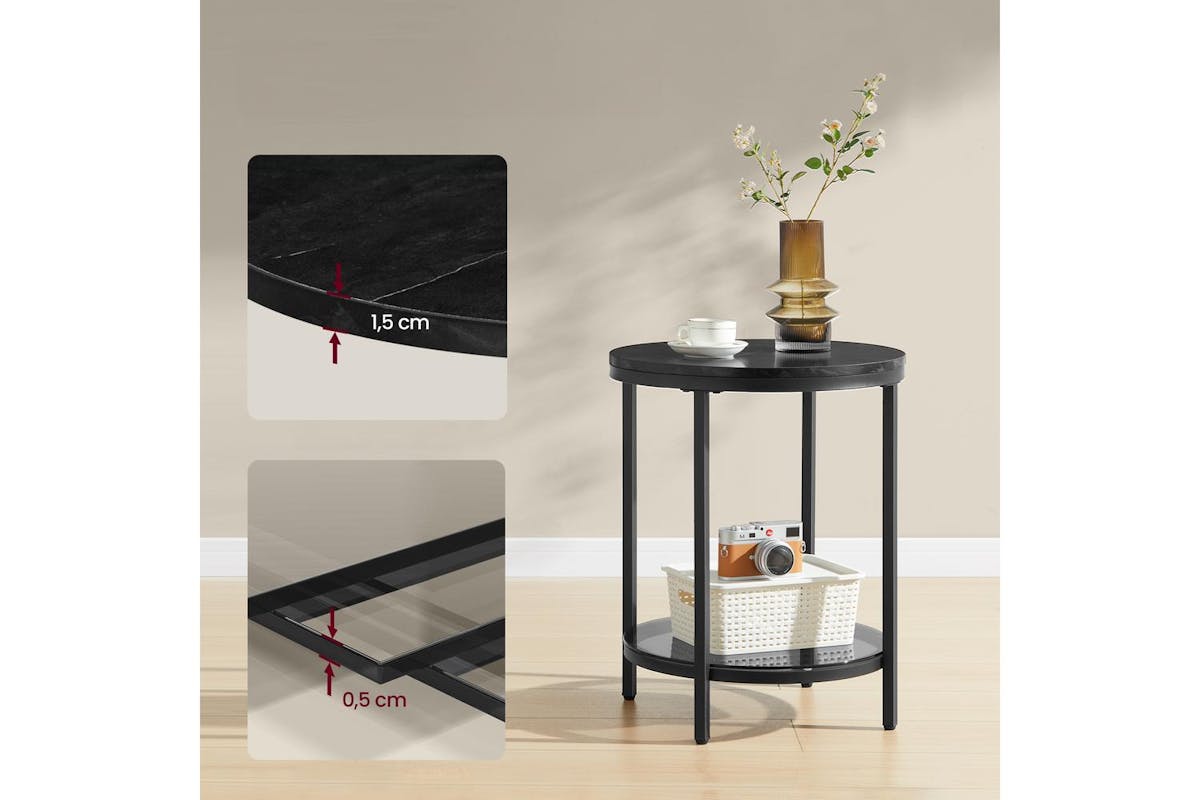 Side Table | Side Table | Marble Black-ink Black | 45 X 55 Cm-4
