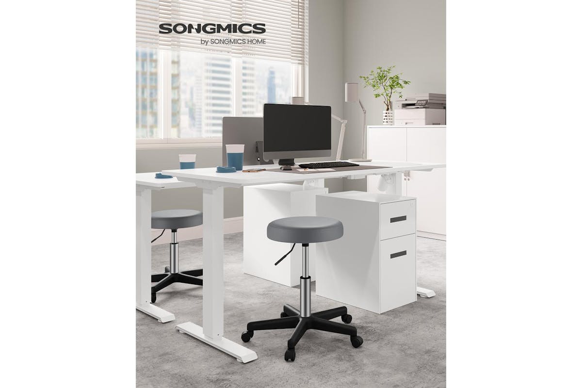 Songmics Bar Stool With Wheels | Faux Leather | Height Adjustable-2