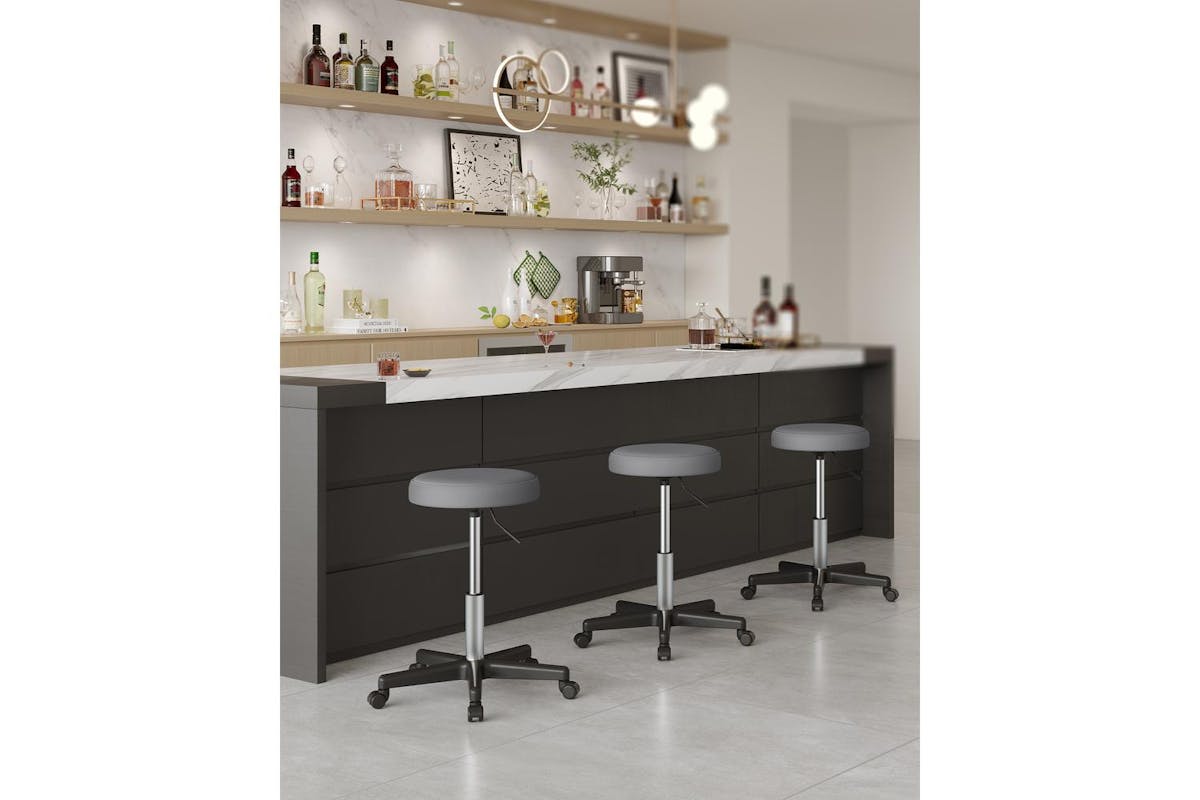 Songmics Bar Stool With Wheels | Faux Leather | Height Adjustable-4