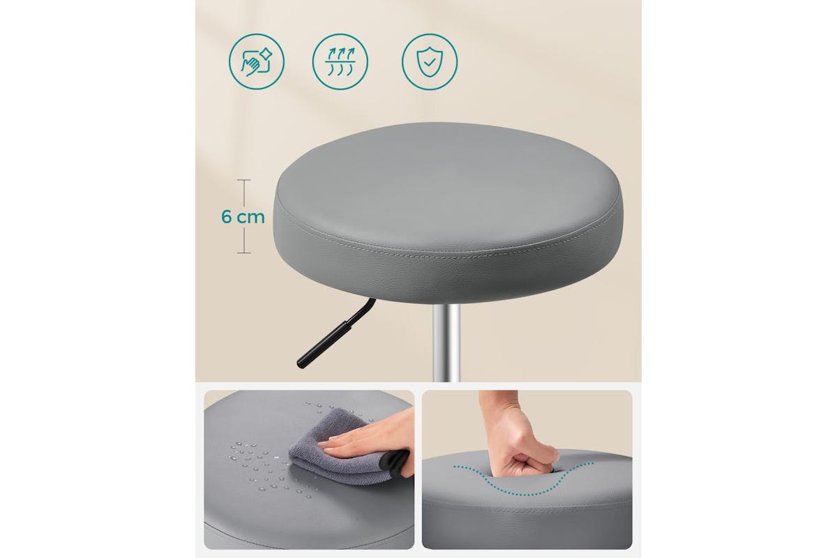 Songmics Bar Stool With Wheels | Faux Leather | Height Adjustable-5