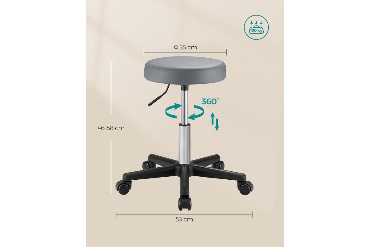 Songmics Bar Stool With Wheels | Faux Leather | Height Adjustable-7