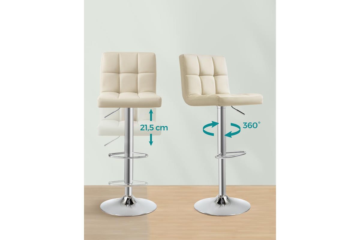 Songmics Bar Stools | Pu Leather | Sand Beige | Adjustable Height-5
