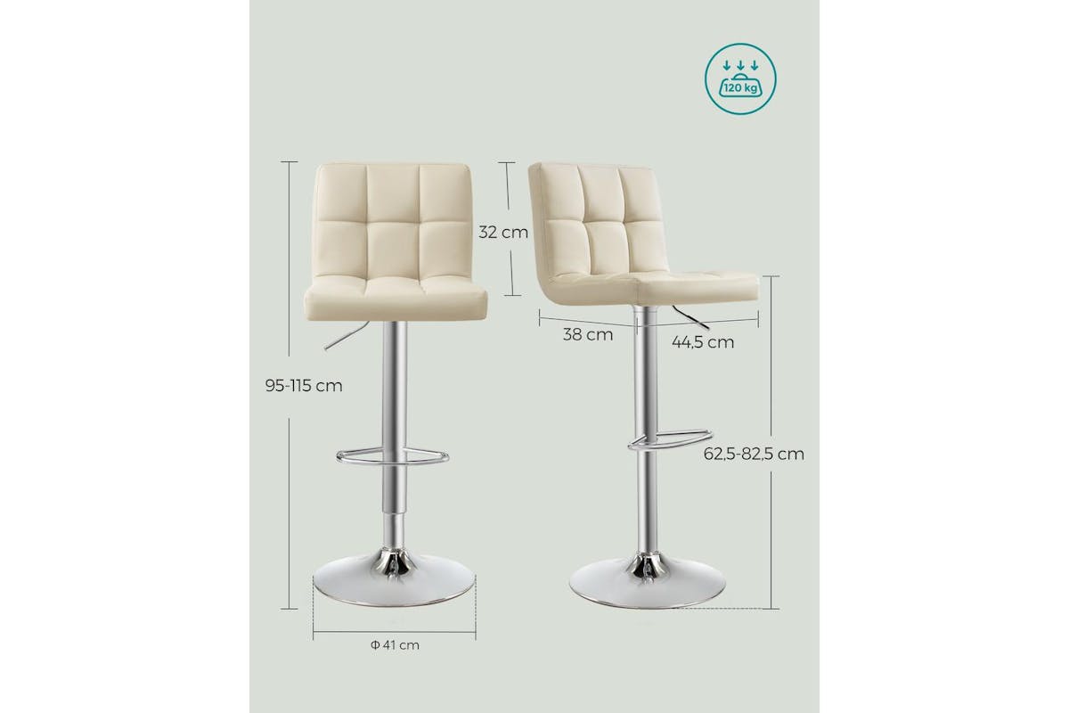 Songmics Bar Stools | Pu Leather | Sand Beige | Adjustable Height-6