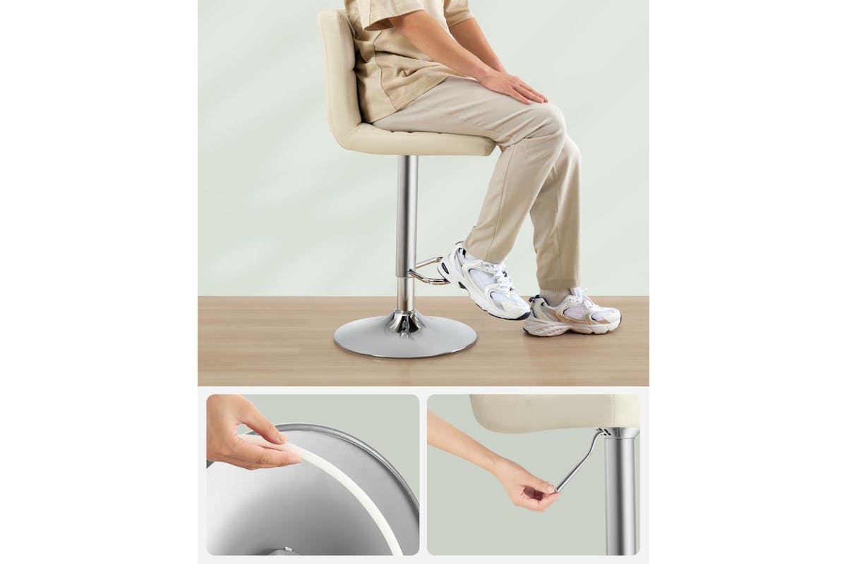 Songmics Bar Stools | Pu Leather | Sand Beige | Adjustable Height-7