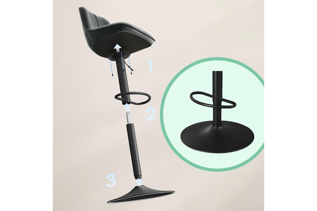 Vasagle Bar Stools | Velvet | Anthracite Gray | Adjustable Height-5