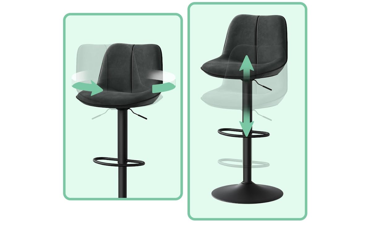 Vasagle Bar Stools | Velvet | Anthracite Gray | Adjustable Height-7