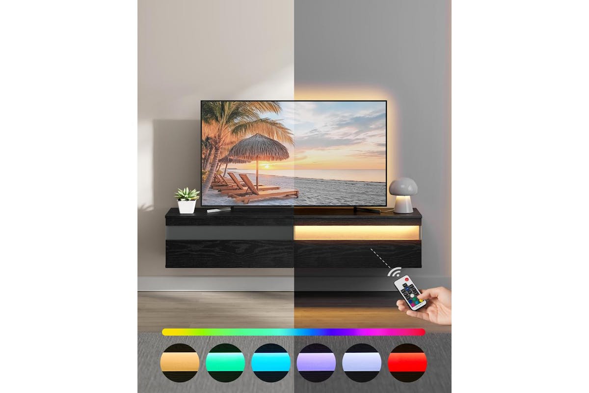 Vasagle Kailyn Tv Stand | Wall Mounted | Ebony Black | 147 X 35 X 30 Cm-5
