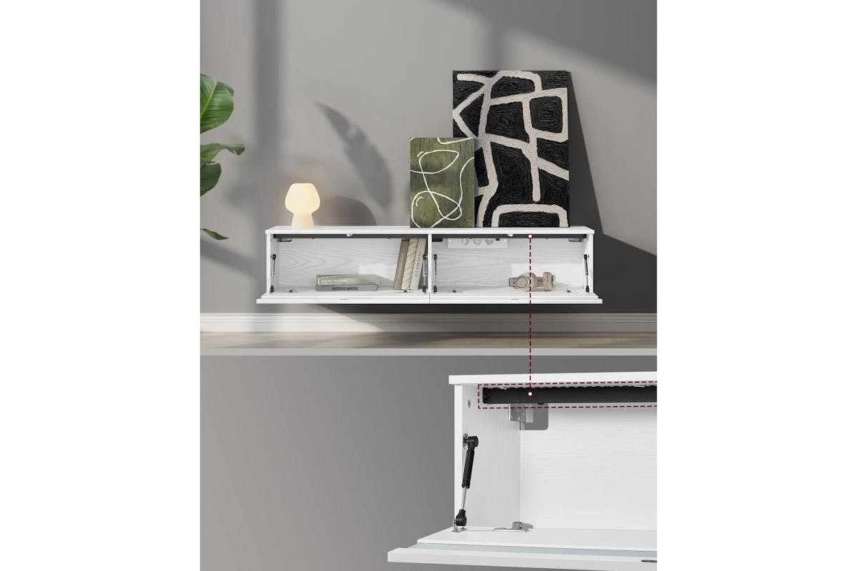Vasagle Tv Stand | Floating Tv Unit | White | 147 X 35 X 30 Cm-3