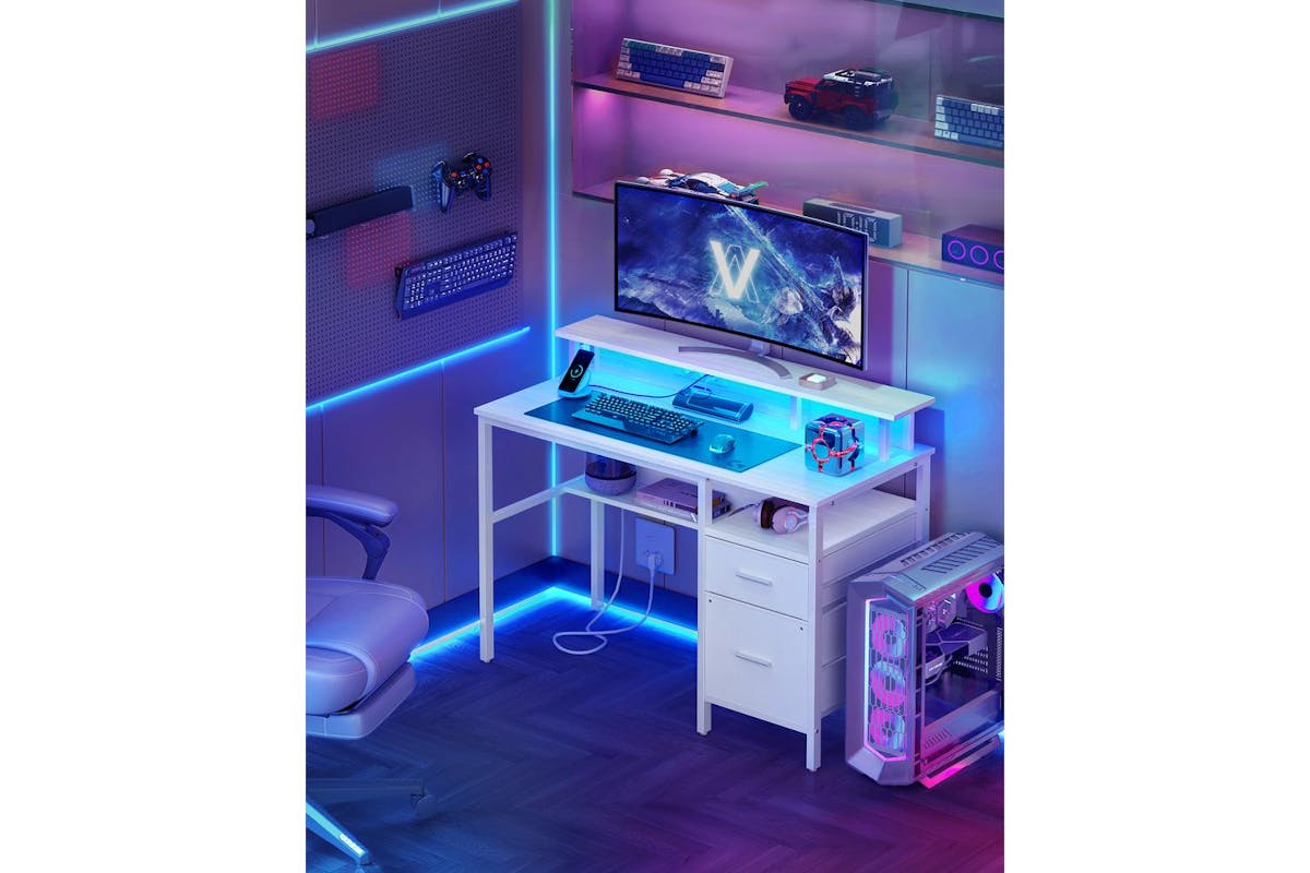 Computer Desk | Home Office Desk | Led Lighting | Spacious Storage-2