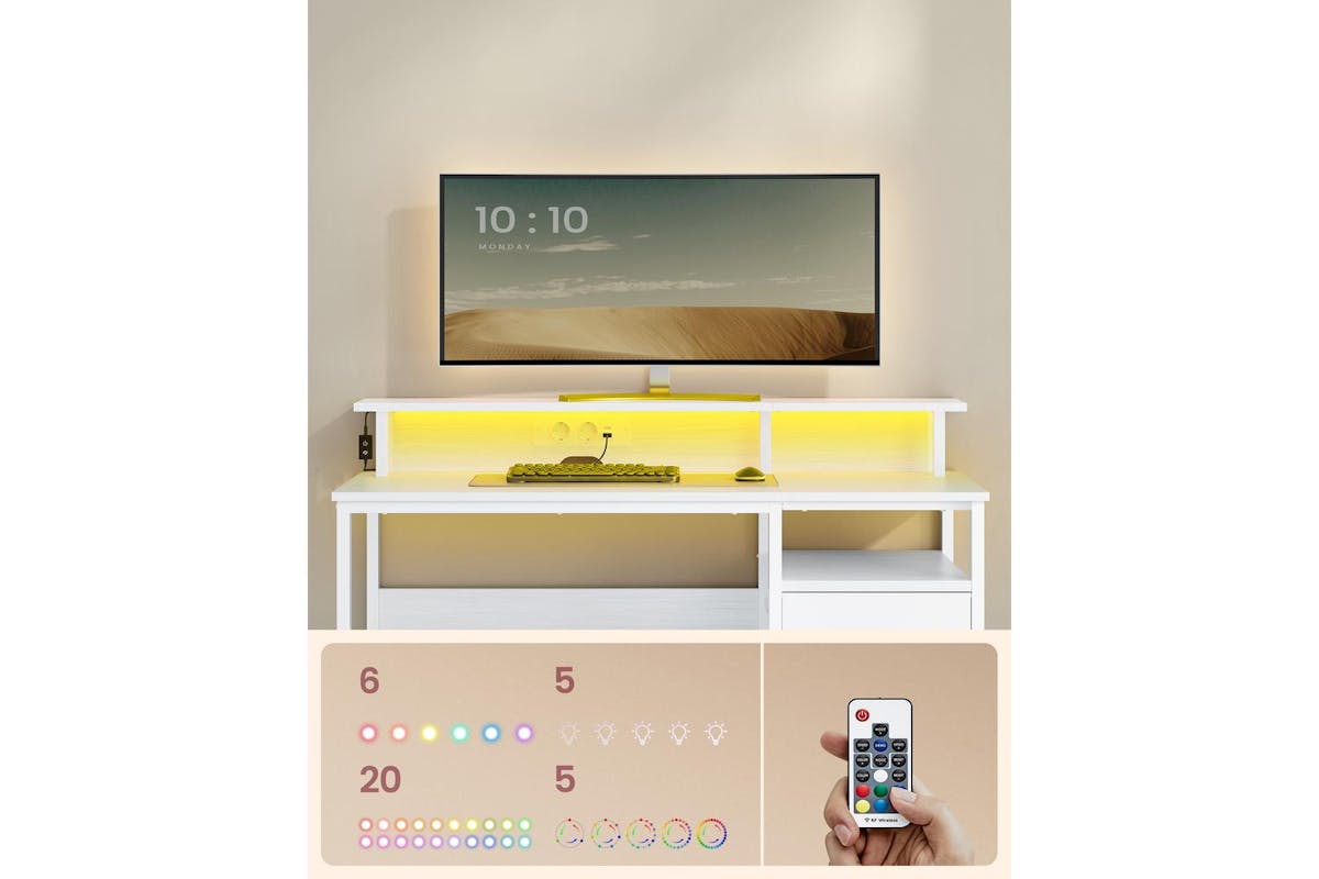 Computer Desk | Home Office Desk | Led Lighting | Spacious Storage-3