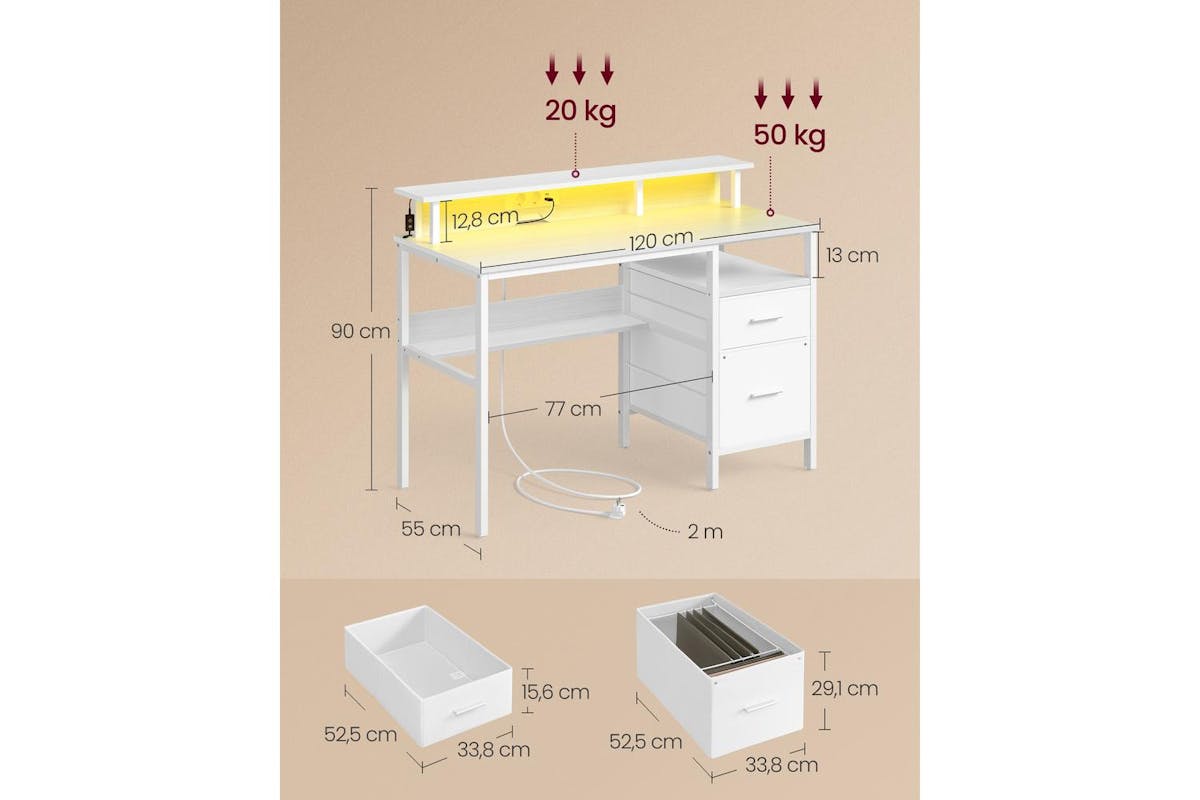 Computer Desk | Home Office Desk | Led Lighting | Spacious Storage-5