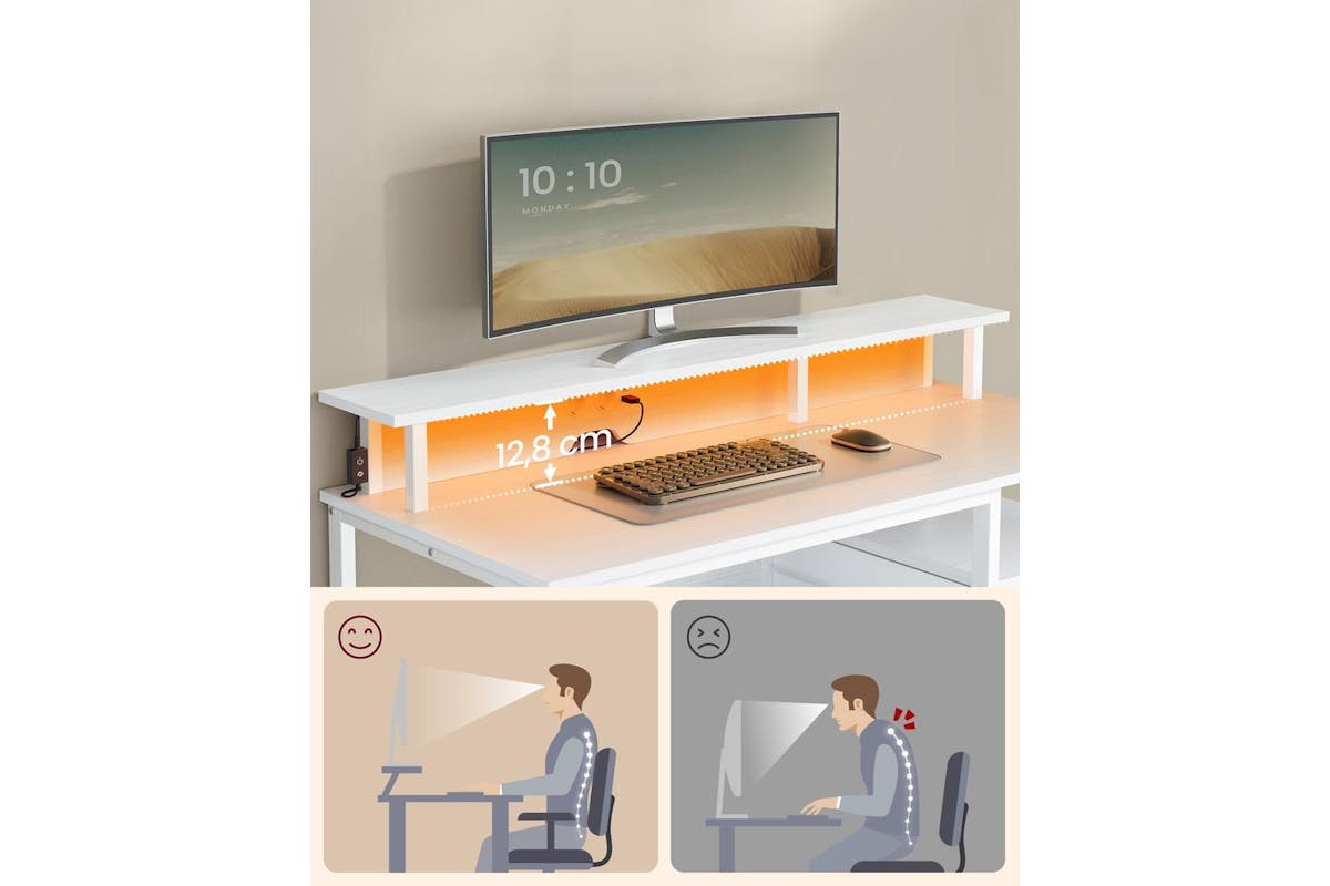 Computer Desk | Home Office Desk | Led Lighting | Spacious Storage-6