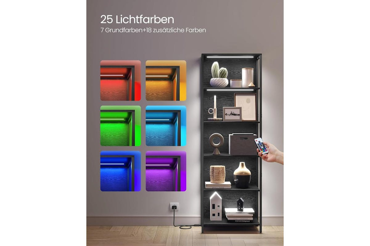 Vasagle Bookshelf | Bookcase | Steel And Chipboard | 6-tier | Ebony Black | 30.3 X 60 X 178.6 Cm-3